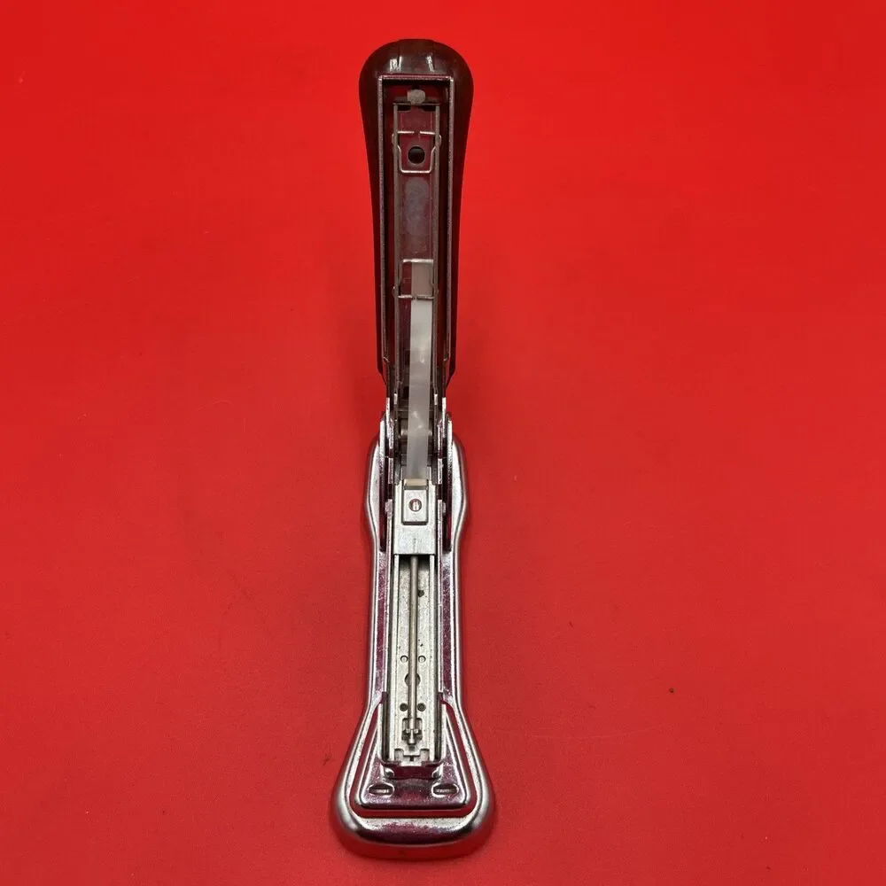 Ace Cadet Liftop Stapler, Model 302 Marbelized Brown Top Chrome Chicago Vintage